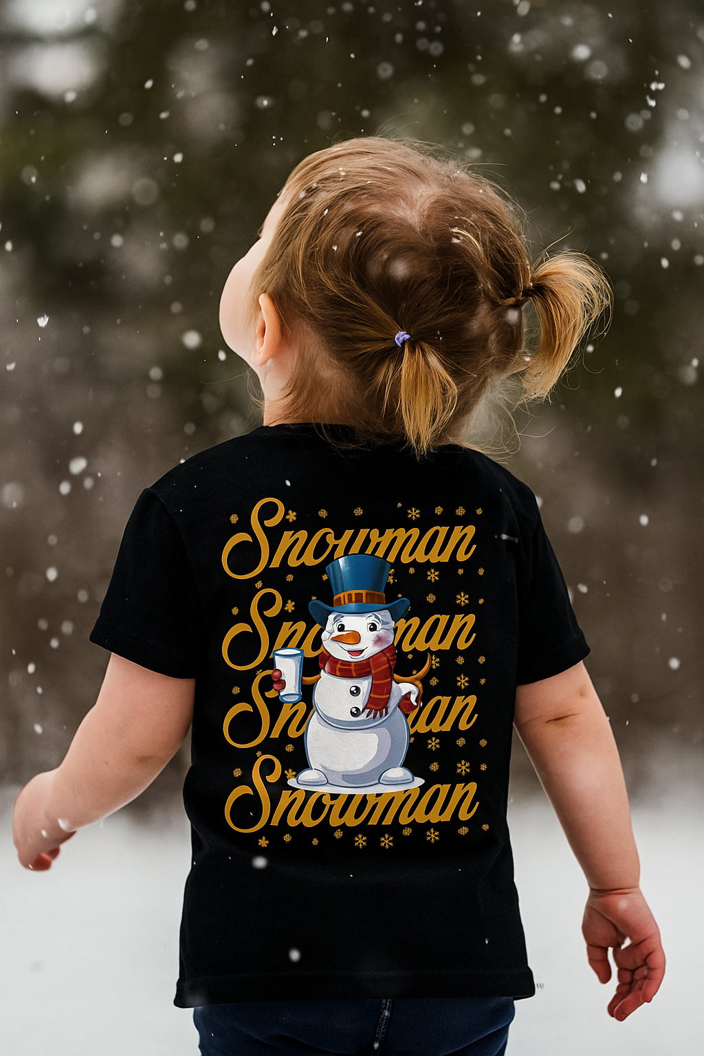 Childrens Snowman wintery christmas T-Shirt