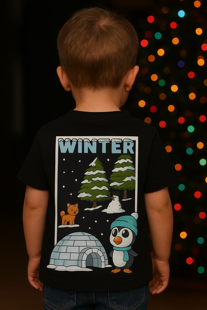 Childrens Winter Penguin graphic t shirt